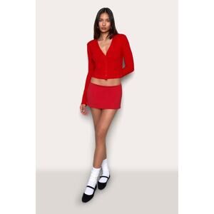 Guizio Micro Mini Stretch Skirt Red - L